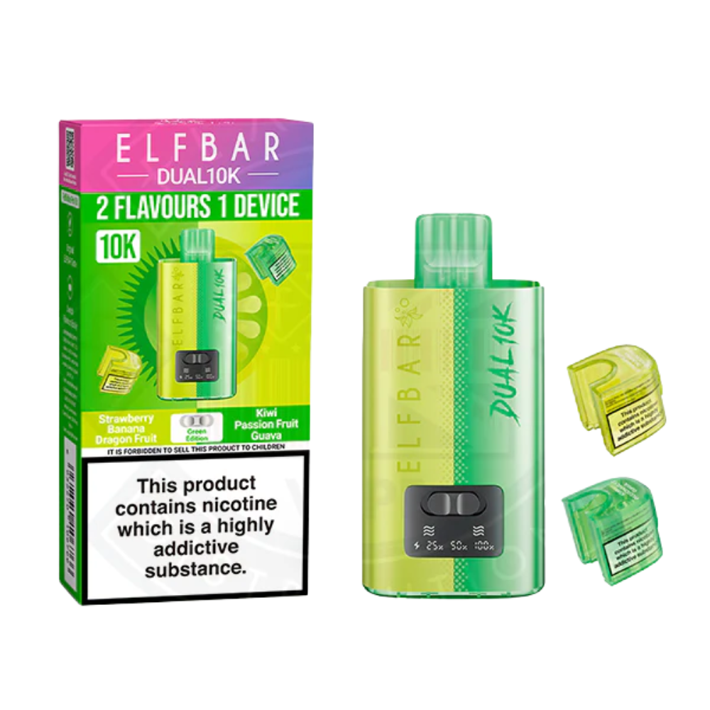 Elf Bar - Dual 10K Prefilled Vape Kit - Strawberry Banana Dragon Fruit & Kiwi Passionfruit Guava