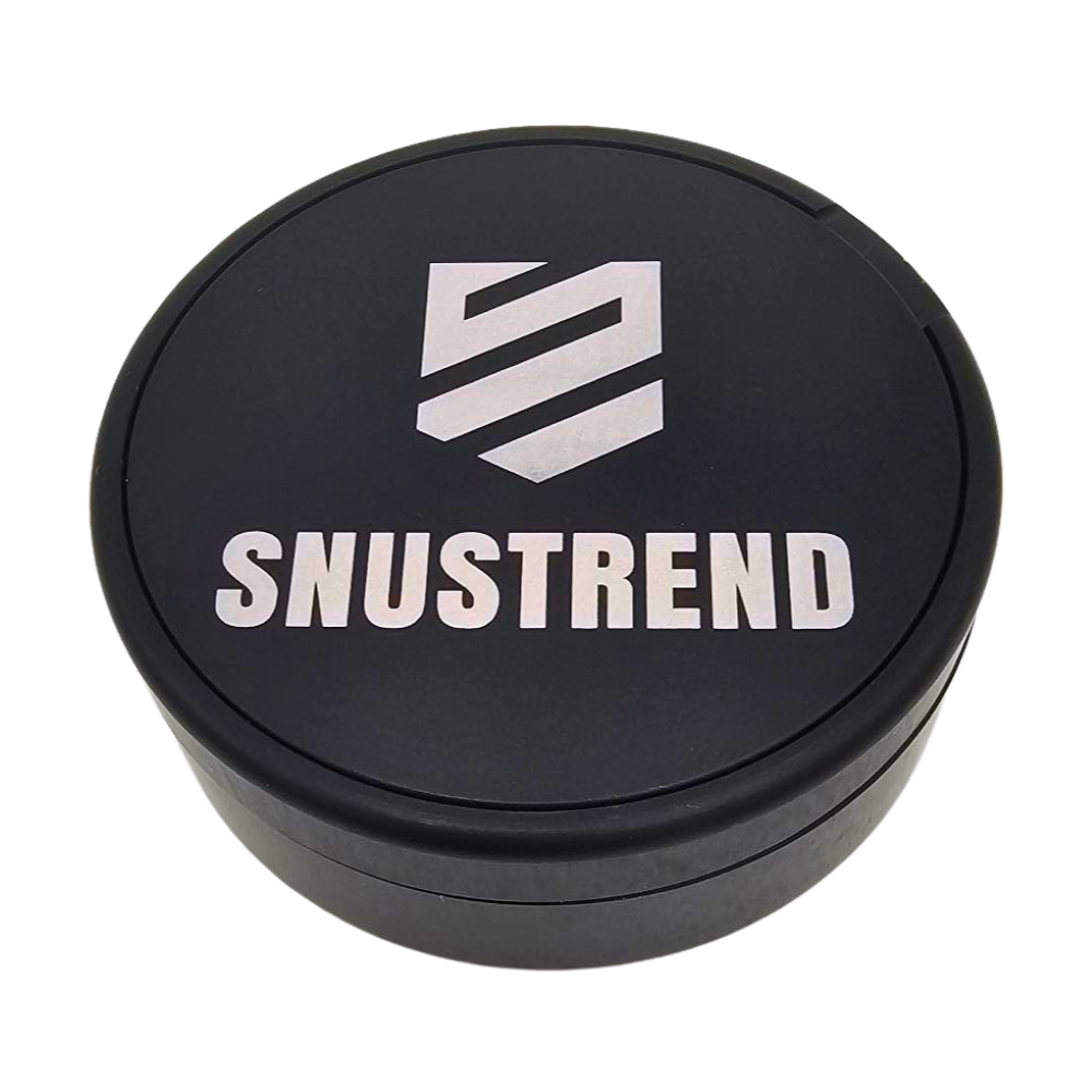 Snus-Dose "Snustrend" Schwarz aus Aluminium mit Logo