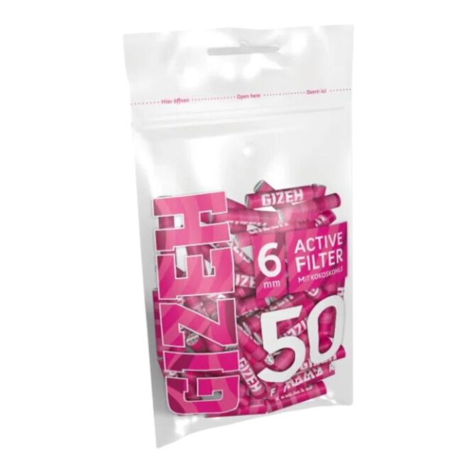 GIZEH - Filtre Actif 6mm - Rose - Sac de 50 pièces.
