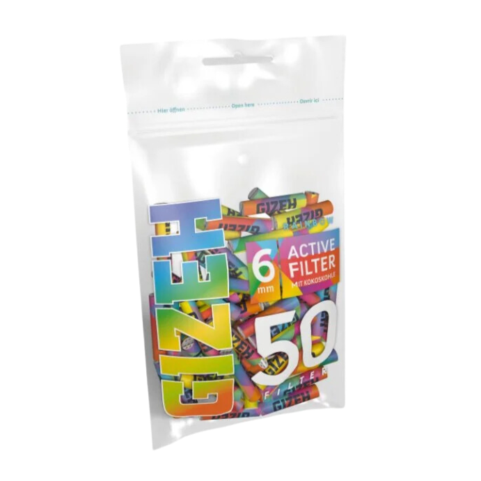 GIZEH - Active Filter 6mm - Rainbow - Bag 210Stk.