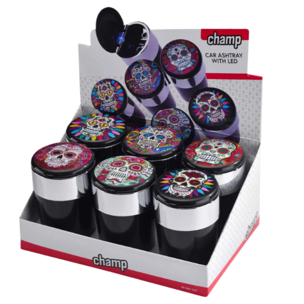 Champ Mexican Skull Auto Ashtray with LED Lighting