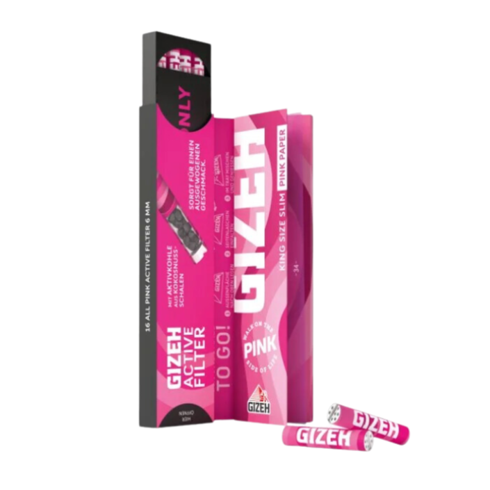 GIZEH - King Size Slim + Active Filter - Pink (34 Paper & 16 Filters per Pack)