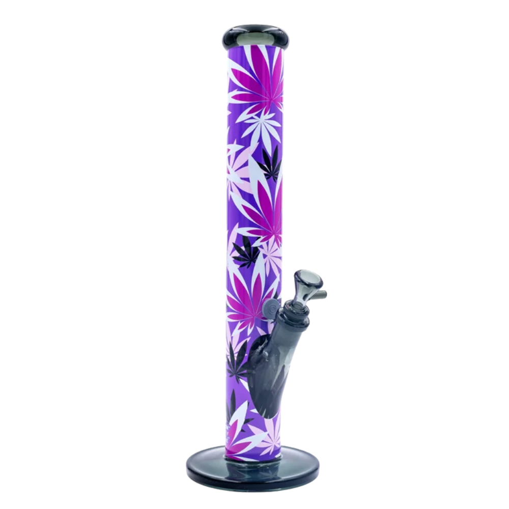 Fire-Flow x Black Leaf - Glas Bong - Pink Leaves - 51mm - 40cm