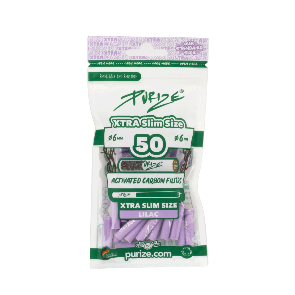 Purize Xtra Slim Size Lilac 50 Stk Aktivkohlefilter 5,9mm im Beutel für selbstgedrehte Zigaretten kaufen bei Snustrend