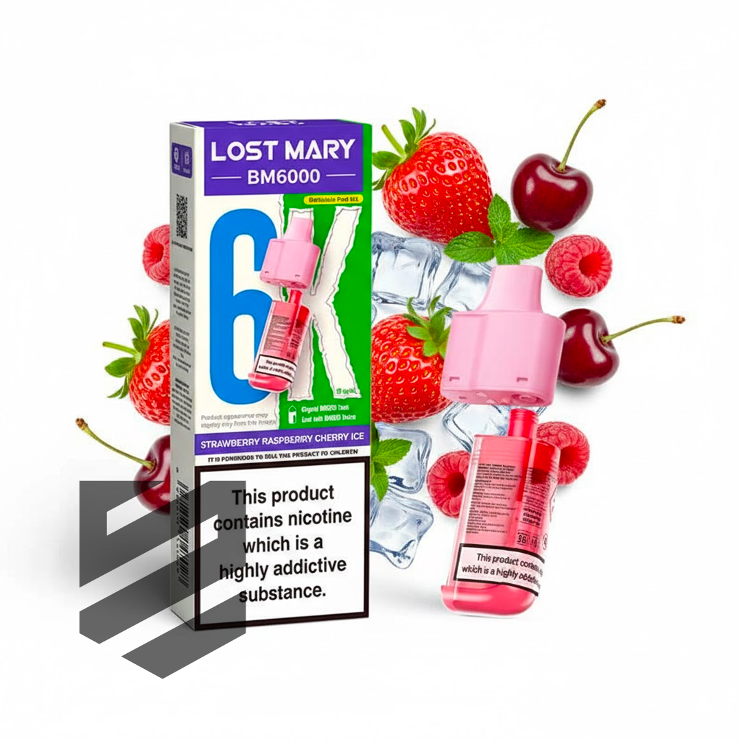 Lost Mary BM6000 Prefilled Pods – Strawberry Raspberry Cherry Ice – 20mg/ml
