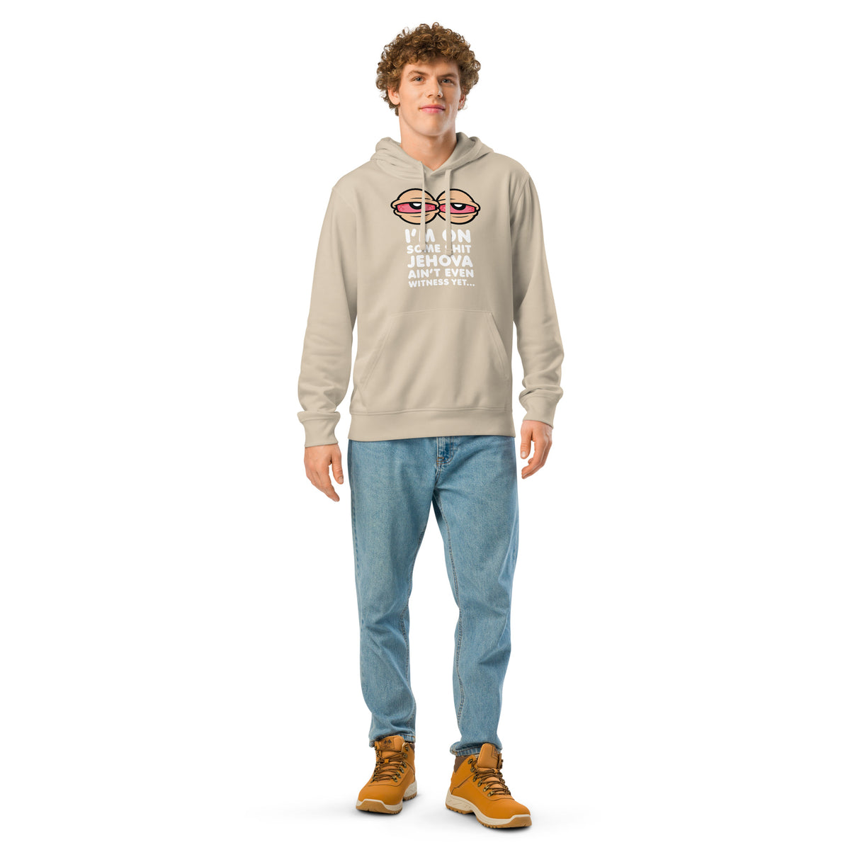 unisex organic mid weight drummer 2.0 hoodie desert dust front