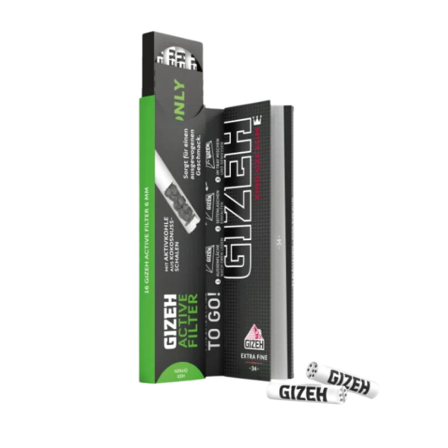 GIZEH - King Size Slim + Active Filter - Black