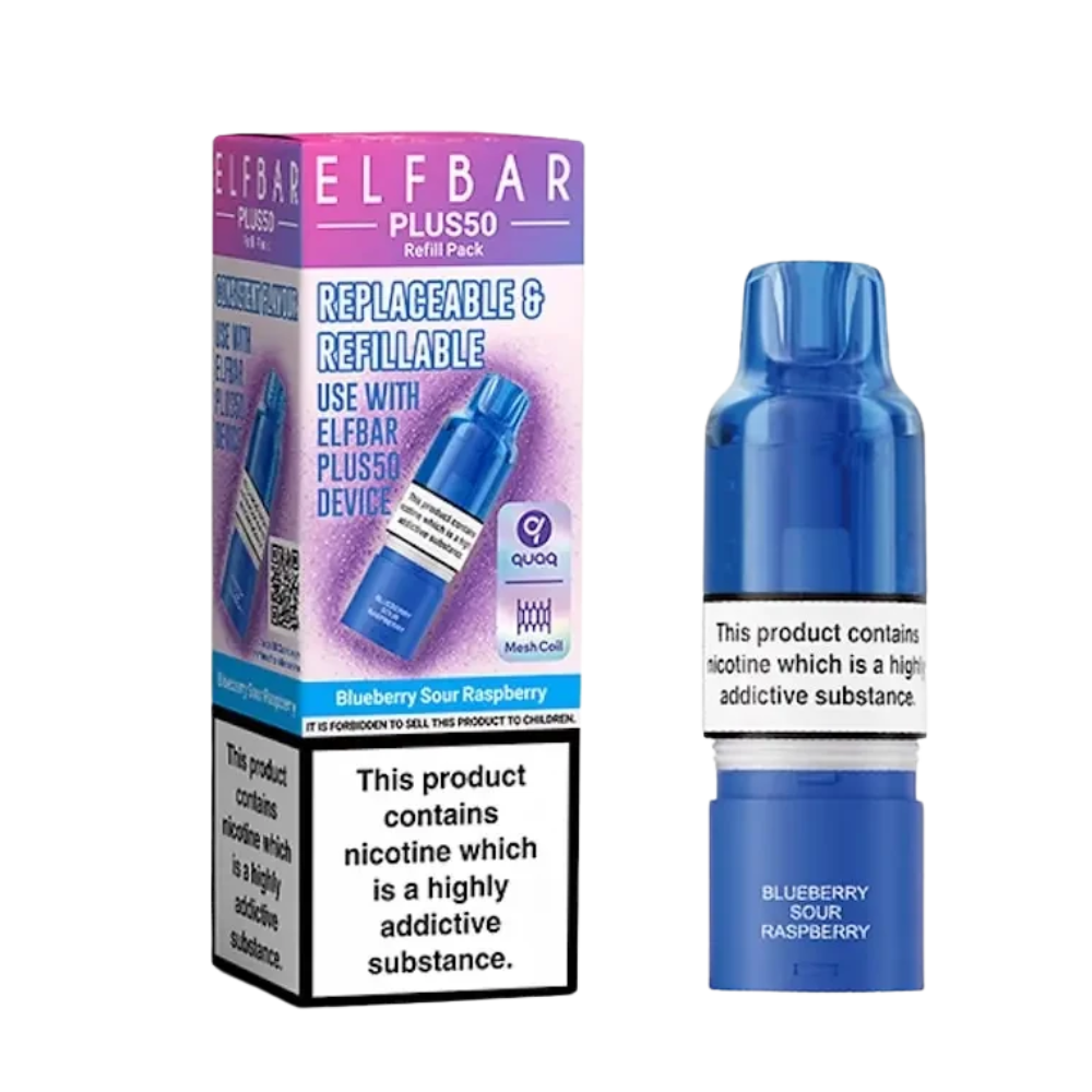 Elf Bar - Plus 50 - Pod & Refill - Blueberry Sour Raspberry