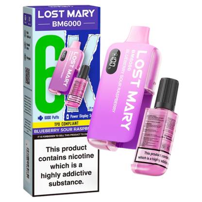 Lost Mary - BM6000 -  Myrtille Acidulée Framboise - Kit de Vape