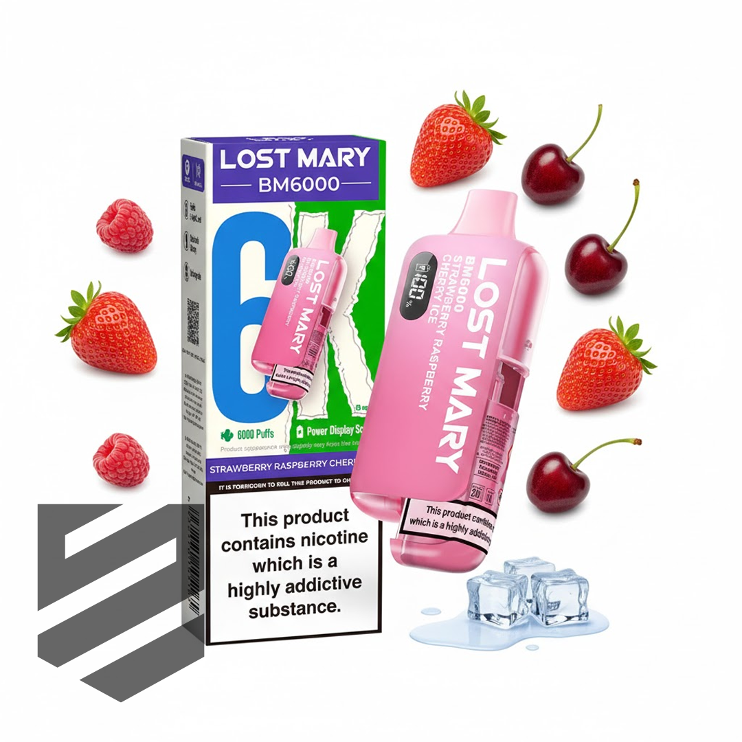 Lost Mary BM6000 Strawberry Raspberry Cherry Ice Vape Kit E-Zigarette mit 6000 Puffs und Beeren-Eis-Geschmack online kaufen bei Snustrend