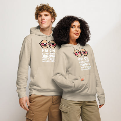 unisex organic mid weight drummer 2.0 hoodie desert dust front